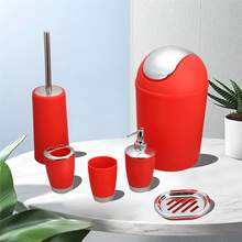 Baofeng Juego de 6 piezas de cepillo de baño, accesorios de baño modernos, botella de loción, portacepillos de dientes, jabonera, papelera, almacenamiento de lujo, decoración del hogar, decoración de baño, regalo de cumpleaños, decoración de Halloween - Multicolor - Ver 2