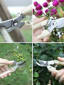 Juego de Herramientas de Jardinería (4 piezas): Incluye Tijeras de Podar, Paleta, Rastrillo y Pala, Para Plantar y Deshierbar – Diseño de Mango de Madera Ergonómico, Perfecto para su Patio y Balcón - Multicolor - Ver 7