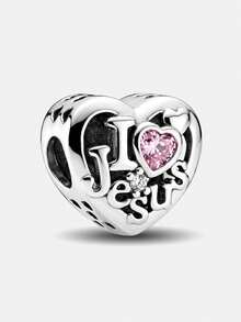 1件愛心 I Love Jesus 串珠吊墜，適合女性手鍊/手鍊DIY珠寶製作與日常搭配女孩珠寶裝飾 - 愛心 - 查看 1