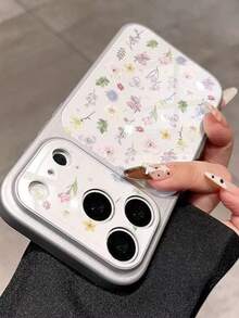 1pc Large Window Double-Sided Full Screen Floral Pattern Phone Case Compatible With Iphone 17/16/15 Pro Max/14 Plus Women - Silver - View 4