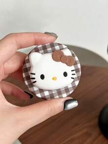 SANRIO 1PC Plaid 3D Kitty Cat Head Magnetic Phone Stand, Compatible With Phone Case, Anti-Drop, Strong Magnetic Adsorption, Retractable Desktop Stand - Multicolor - View 8