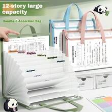 Multi-Color Transparent Accordion Storage Bag (Capybara Pattern), 13-Layer Horizontal Divider Design, Student File Organizer, Transparent Inner Pages For Certificates And Awards, Large Capacity Office Supplies, Can Store Textbooks, Books, Documents, Folders, Stationery, Etc., Back To School Essential, Learning Supplies - Multicolor - View 2
