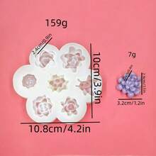 1pc 7-Hole Flower Succulent Aromatherapy Candle Silicone Mold, Decorative Small Flower DIY Car Plaster Ornament Silicone Mold - White - View 11