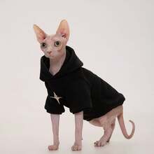 1pc Cat Hooded Sweatshirt Hairless Cat Devon Rex Cat Hoodie Warm Thermal Lined Autumn/Winter Pet Clothes - Multicolor - View 5
