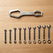 UNISURE 11pcs High-Speed Steel Metric Mini Wrench Set + Dual-Function Combination Wrench Professional Repair Hand Tools Compact For Tightening Various Nuts And Screws - 10+1 PCS - View 7