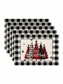 1/2/4/5/6/8pcs Digital Printed Placemats, Christmas Series Pattern Printed Placemats Table Decor, Suitable For Daily, Holiday, Party, Birthday, Wedding, Dinner, Kitchen, Dining Room And Home Textile Decoration - Multicolor - View 10