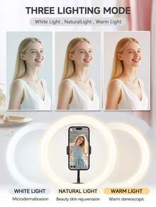 TOKQI 10-Inch Adjustable LED Ring Light Kit With Tripod Stand & Flexible Phone Holder, 3 Light Modes,10 Brightness Modes, Photographic Lights,Dimmable, USB Powered, Portable Fill Light For Live Streaming, Photography, Video, Makeup, Selfie, Zoom & More - Ring Light - View 6