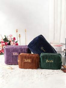 Customized Name Makeup Bag, Bridesmaid Gift, Velvet Makeup Bag, Travel Toiletry Bag, Birthday Gift, Makeup Bag, Bridal Party Favor, Wedding Gift, Mother's Day Gift - Multicolor - View 6