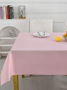 1 pieza Mantel rectangular, adecuado para buffet, fiesta de vacaciones, cena, boda y baby shower, decoración del hogar, mantel de unicolor, mantel de tela - Rosa - Ver 4