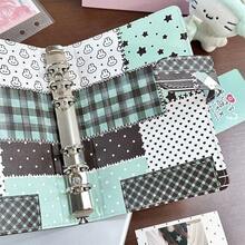 Binder A6 6 Lubang Motif Kotak-kotak Kelinci dan Bintang, Tempat Kartu Foto dengan 60 Halaman Dalam Kosong, Amplop Uang Tunai, Jurnal, Perencana, Buku Penyimpanan Kartu untuk Siswa, Buku Tempel Harian - A - View 6