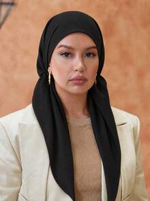 1 buah/2 buah Jilbab/Turban Muslim Wanita Polos dengan Hiasan Berlian Imitasi, Penutup Kepala Serbaguna yang Modis Cocok untuk Pemakaian Sehari-hari dan Pakaian. - topi sorban berlian imitasi panas - View 14