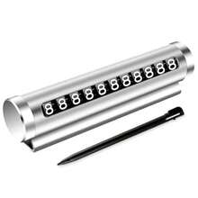 1PC Premium Metal Rotatable Car Temporary Parking Card | Durable Aluminum Phone Number Plate Sticker - A - View 5