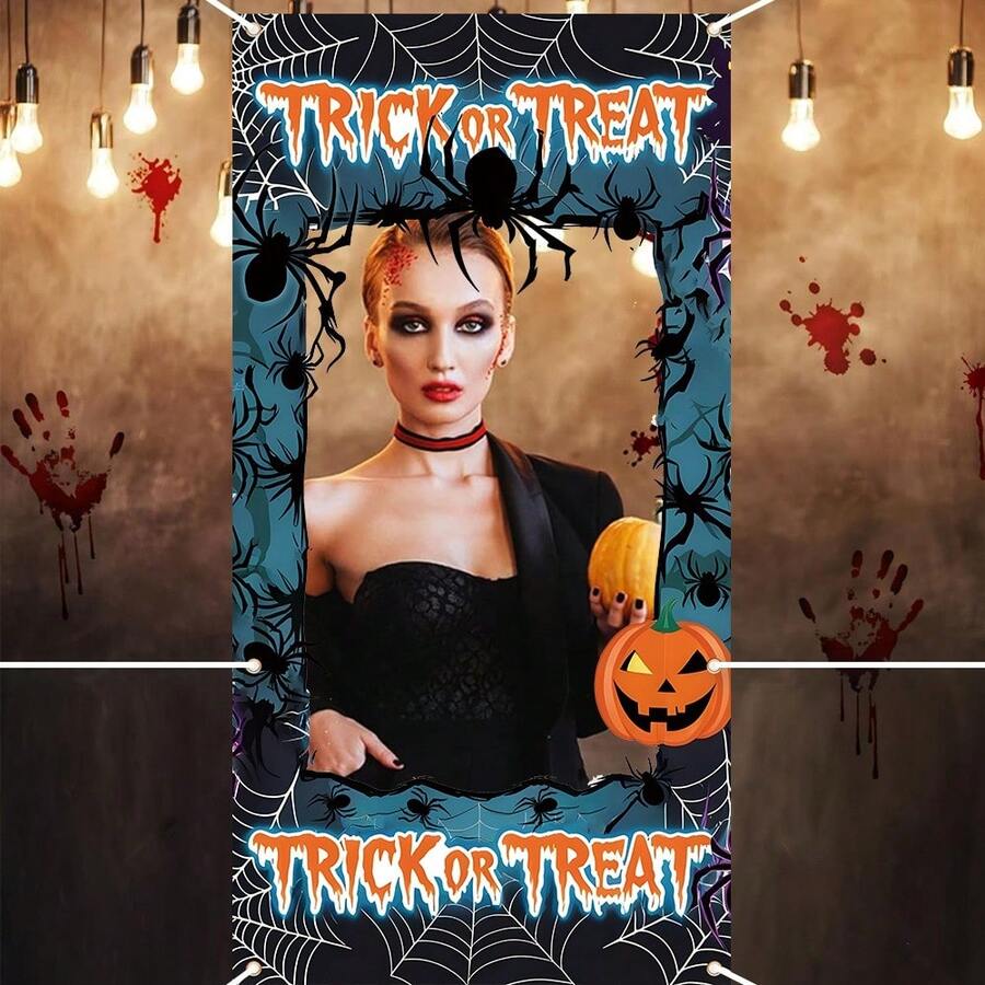 1pc Halloween Party Decoration Photo Prop Banner, Suitable For Indoor/Outdoor Use, Applicable For Halloween Party, New Year, Photo - Style 1 - View 1