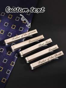1 buah Klip Dasi Pernikahan Kustom untuk Pria - Aksesori Pernikahan Minimalis Stainless Steel dengan Pelat Nama Berhuruf, Hadiah untuk Pengantin Pria, Pendamping Pengantin Pria, dan Pengantin Wanita untuk Pengantin Pria - - MultiWarna - View 7