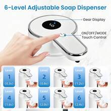 DONASIRA 1pc 420ML Large Capacity Low Noise High Definition Display Screen 6-Level Adjustable Foam/Liquid Control Touch Infrared Sensor Automatic Soap Dispenser Hand Wash Pump Shampoo Bottle, Suitable For Kitchen And Bathroom - Multicolor - View 5