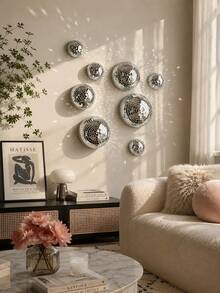 1/3/8pcs Disco Ball Wall Decor Hanging Ornament, With Adhesive Backing, Home Interior Decoration, Create Reflective Atmosphere - Multicolor - View 4