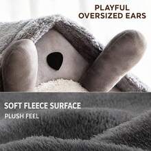 Cute House-Shaped Cat Bed With Matching Cushion, Indoor Plush Pet Cave Bed For Cats And Small Dogs, Brown Bear/Grey, S/M/L - Multicolor - View 6