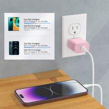 Set Adaptor Pengisian Cepat 20W, Kabel Data Pengisian Cepat Tipe C ke Lightning 6,6 Kaki/200cm, Set Pengisi Daya Kompatibel dengan iPhone 14/13/12/11 Pro Max Plus/8/7/iPod - Steker Tipe AS A (110-127V) - View 4