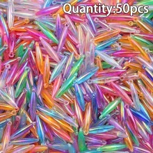 50/100pcs 5*25mm Mixed Color AB Long Tube Acrylic Pendant Beads DIY Jewelry Making Handmade Beading, Bracelet, Necklace Beading Accessories - Long Tube Beads - View 8