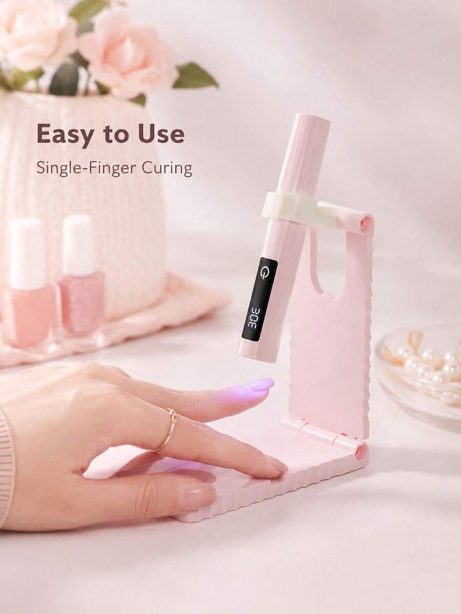 Handheld Mini Portable Rechargeable Nail Light With Display Screen, One-Line Light Therapy Lamp, Fast Drying, Non-Blackening, Rechargeable Mini Handheld Nail Light Therapy Machine, One-Line Light Fast Drying Set, Convenient Rechargeable Mini Handheld Nail Light - Multicolor - View 1