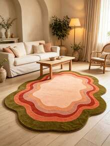 1 pieza Alfombra de área con patrón de ágata, borde ondulado degradado asimétrico, alfombra para sala de estar, alfombra de área, alfombra de área pequeña, tapete, decoración del hogar, alfombra grande para sala de estar, alfombra redonda, decoración del hogar para sala de estar, decoración de la habitación, alfombra lavable - Multicolor - Ver 1