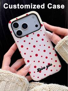 GIIPPA 1pc Customized Name Polka Dot Phone Case, Film Matte 2-In-1 Phone Protective Cover, Compatible With IPhone 17/16/15/14/13/12/11, Galaxy S26 S25 S24 Ultra/Plus/Fe, Back To School Gift, Valentine's Day Gift, Birthday Gift - Multicolor - View 7