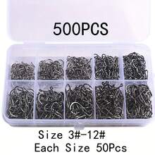 100/200/300/400/500pcs Of Circular Fishing Hook Set, Fishing Gear Accessories - Black - View 11