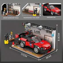 Vintage Garage Building Block Set, 3D Model Repair Shop Scene Display Toy, Car Enthusiast Desktop Home Decor, Birthday Christmas Father's Day Gift, DIY Handmade Assembly Activity, Vehicle Building Decoration Collectible - Multicolor - View 4