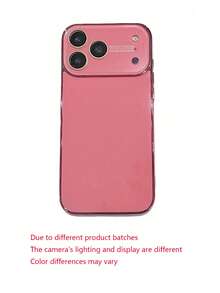 Luxury Electroplated Glossy Phone Case Compatible With IPhone 17 Pro Max 16 15 14 13 12 11 Pro Max Minimalist Solid Color Glass-Like Lens Protection Shockproof Hard Back Shell - Hot Pink - View 4