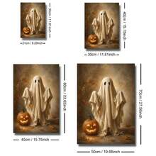1 pieza Póster de lienzo con marco/sin marco de carro de calabaza fantasma estilo acogedor de otoño campestre, decoración de arte de pared Cottagecore espeluznante de Halloween, pintura de pergamino de bruja de granja de otoño, adecuado para pasillo, apartamento, dormitorio, decoración del hogar moderno - B - Ver 10
