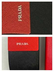 1pc Prada Dual-Color Cross-Grain Faux Leather Hard Glasses Case, Luxury Protective Fashion Eyewear Storage Designer Accessory Gift PRADA-GIFT-42 - Red and Black - View 6