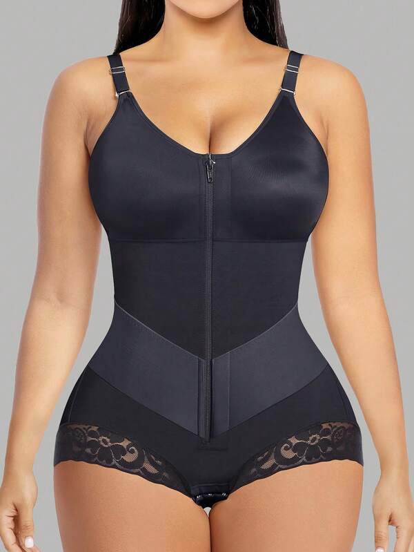 Faja Colombian Moldeadoras Full Body Solid Color Shaper Adjustable Shoulder Straps Tummy Control Slimming Compression Garment