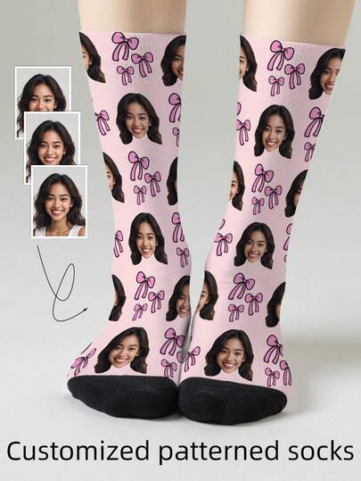 1 Pair Customized Face Pattern Socks, Personalized Photo Socks, Custom Printed Socks, Funny Face Socks, Custom Pattern Socks, Print Any Face Pattern On Socks, Anniversary Gift, Valentine's Day Gift, Unique Birthday Gift, Personalized Collectible