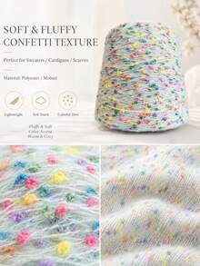1pc 100m Starry Sky Mohair Handmade Mixed Yarn Candy Color Bean Yarn Ping Pong Yarn Needs Mixed Knitted Yarn Or Fabric Strip Yarn For DIY Knitting Sweater Doll Shoes Bag - Dotted Mesh - View 3
