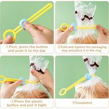 20/40pcs Circular Silicone Zip Ties, Sealed Fresh-Keeping Tape, With Pull Ring - Durable And Flexible Sealing Rope, Suitable For Kitchen Food Bags And Gift Packaging, Random Color - Multicolor - View 8