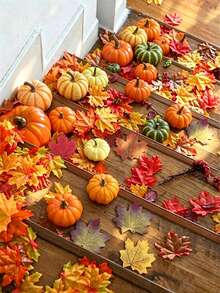54pcs Pumpkin Decor Set - Halloween Thanksgiving Autumn Home Decor Artificial Pumpkins Suitable For Bedroom Decor, Home Decor, Wedding Decor, Room Decor, Tabletop Centerpiece, Harvest Party, Birthday Gift, Halloween Decor, Autumn Decor, Faux Plants - Multicolor - View 2