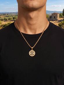 Stainless Steel Evil Eye Necklace - Multicolor - View 2