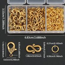 200pcs/230pcs DIY Zinc Alloy Jewelry Clasp Parts Set, Includes Water Drop Pattern Lobster Clasp, Embossed S-Shaped Hook, Jump Rings, Suitable For Handmade Braided DIY Bracelets, Necklaces, Anklets End Connectors, Pendant Chain End Clasps, Open Connector Rings, Bag Charms, DIY Jewelry Making Accessories Materials - Lobster Claw Clasp & S-hook & Jump Ring - View 4