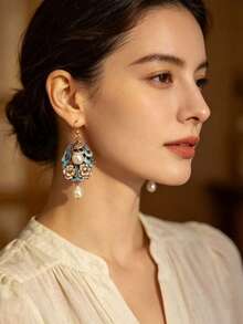 1 Pair Women's Fashion Jewelry Earrings, Enamel Colorful Style Tassel Animal Phoenix Vintage Medieval Pattern Design Dangle Earrings, Suitable For Banquet, Party, Vacation - Multicolor - View 3