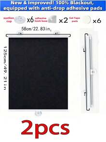 2pcs Easy Install Retractable Sunshade, Suitable For Doors, Windows And Car Windows, Heat Insulation And UV Protection, Classic Home Decor Style, Suitable For Homeowners And Car Owners, All Season Use, Great Gift For Housewarming, Black Sunshade, Suction Cup Installation, No Drilling Required, Convenient To Use, Suitable For Car And Home Window Heat Insulation And Sun Protection, Freely Stretchable, PVC Material, Modern Style, Suitable For Bedroom And Other Rooms - Sunshade - View 16