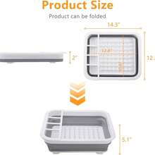 Foldable Multi-Function Dish Drying Rack, Space-Saving Collapsible Dish Storage Rack, Suitable For RVs, Campers, Travel Trailers And Small Kitchen Countertops - Grey - View 5