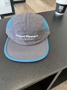 1件裝 SUNSET FLOWER 女款軟頂平帽簷快乾棒球帽 春夏配色拼接五片帽 嘻哈防曬帽 小頭圍適用 - 速乾短平簷棒球帽 - 查看 5