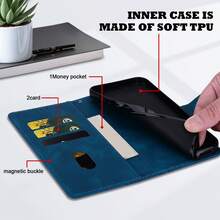 GLANDOTU Casing PU Minimalis Motif Papan Catur Kulit Dilengkapi Desain Dompet Flip Tipis Bergaya Bisnis dengan Ukiran 3D, Slot Kartu, dan Stand, Kompatibel dengan Berbagai Merek, Cocok sebagai Hadiah Ulang Tahun Musim Semi, Versi Internasional, Bukan Versi Domestik - Biru - View 5