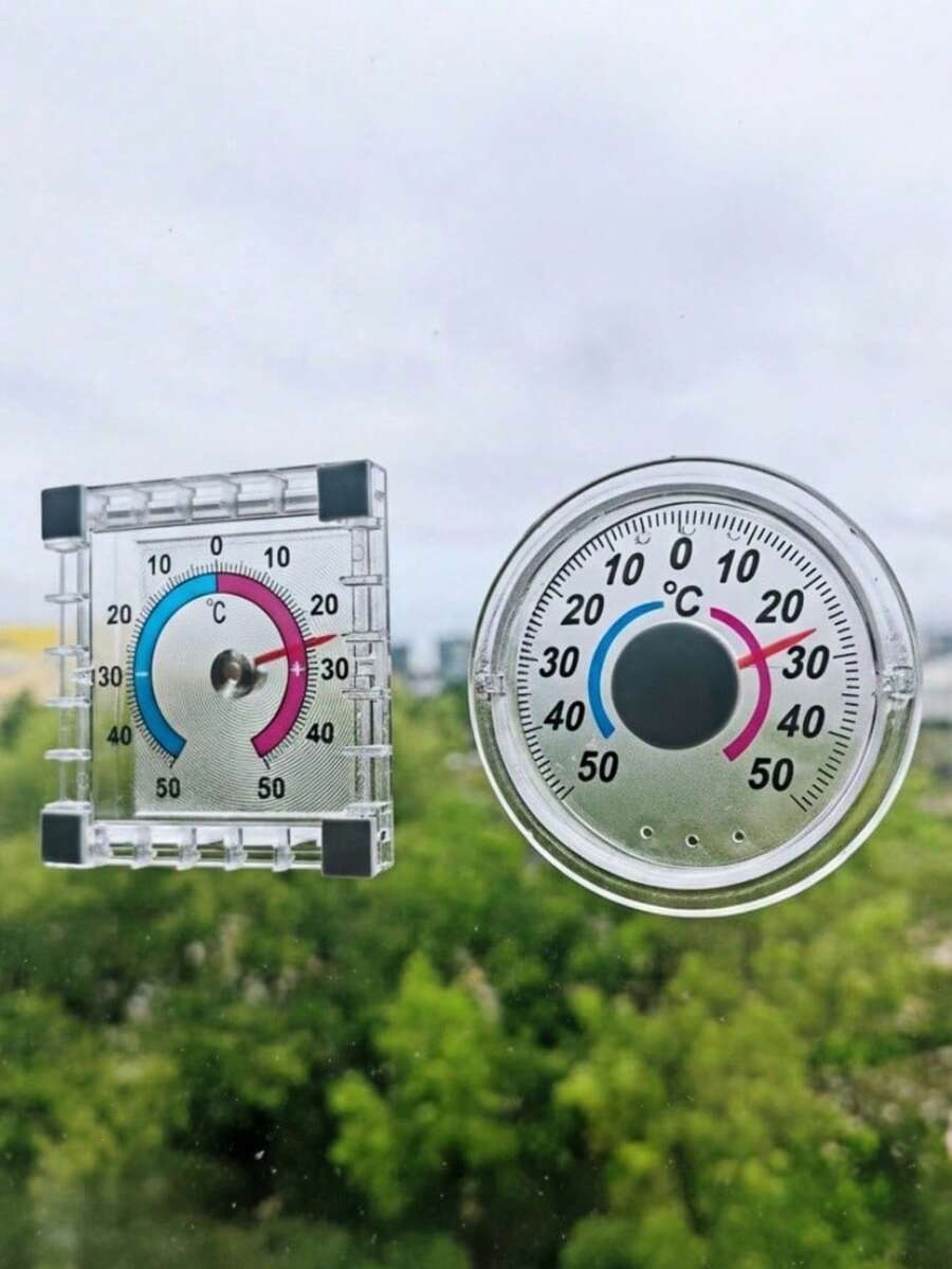 Haus Hana 1/2 件自粘式温度计和湿度计,高精度 0.1°C,塑料材质,无需电源,适用于办公室、露营、室内/室外、窗户、墙壁、温室、花园、家庭 - 季节性/温度监测器 - 透明色 - 查看 1
