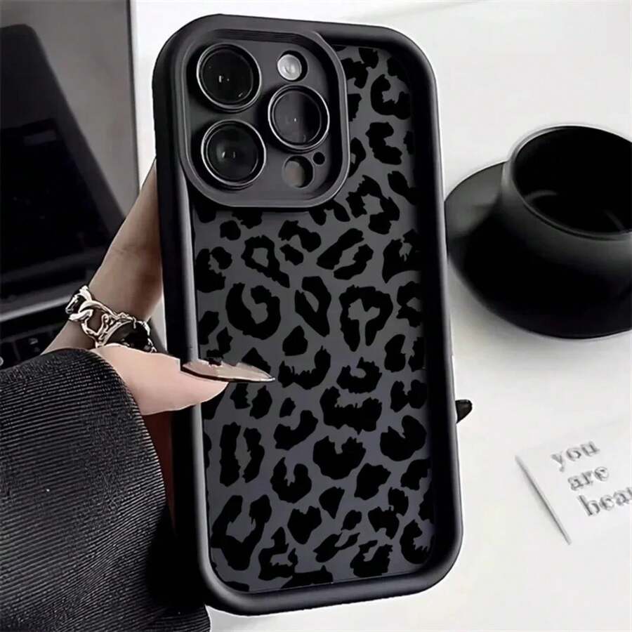 Black Leopard Print Pattern Silicone Phone Case For IPhone 17 11 12 13 14 15 16 Pro Max 16E Plus 16 Shockproof Cover H52C - 6 - View 1