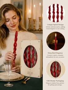 4/2 Spiral Scented Candle Gift Box, Soy Wax Scented Candles, 6-12 Hours, Home Decor Scented Candles, Suitable For Weddings, Candlelight Dinners, Halloween/Christmas Holiday Gifts, Graduation Party Decorations And Mother's Day Gifts (Red) - one-size - View 1
