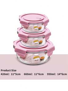 Contenedor de almacenamiento de alimentos de vidrio sellado con tapa rosa, caja de preparación de comidas dividida de 410/700ml de gran capacidad, caja de almuerzo apilable con cierre, caja de almacenamiento de aperitivos para refrigerador, accesorio de cocina para microondas, multiusos - A - Ver 2