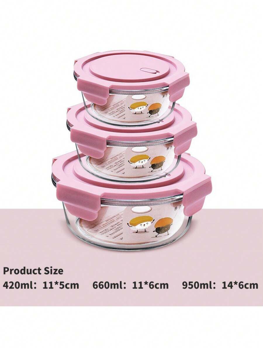 Contenedor de almacenamiento de alimentos de vidrio sellado con tapa rosa, caja de preparación de comidas dividida de 410/700ml de gran capacidad, caja de almuerzo apilable con cierre, caja de almacenamiento de aperitivos para refrigerador, accesorio de cocina para microondas, multiusos