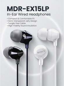 Sony In-Ear Wired Headphones, Translucent Jelly Gradient Color, Tangle-Free Design, Music Headphones, Compact And Comfortable Fit, Good Sound Insulation, High Quality, Compatible With Mobile Phones And Computers - View 2