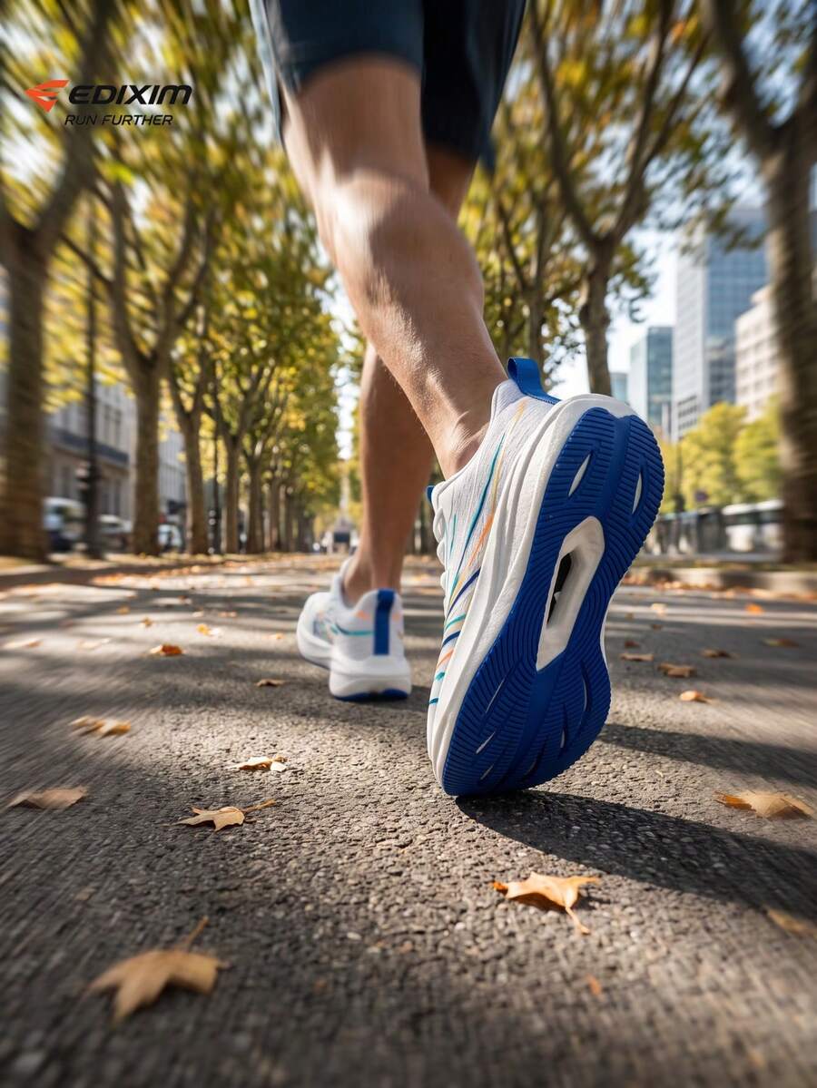 EDIXIM 2026 New Spring/Summer Men's Mesh Breathable Road Running Shoes, Shock-Absorbing Soft Sole Casual Sneakers - White - View 1